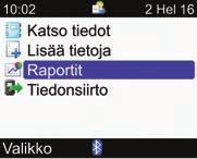 Tietojen hallinta 8 Raportin tarkastelu 1 2 3 Valitse päävalikosta Omat tiedot ja paina.
