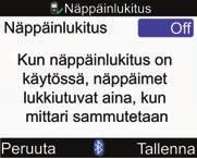 Mittarin asetusten muuttaminen 9 4 Avaa Näppäinlukitusponnahdusvalikko painamalla. Valitse On (käytössä) tai Off (pois käytöstä). Valitse Tallenna.