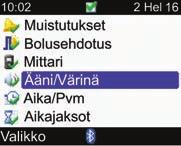 9 1 Mittarin asetusten muuttaminen 2 Valitse päävalikosta Asetukset ja paina.