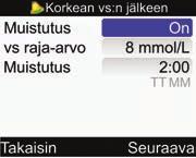 18 19 Vs raja-arvo: Valitse vs raja arvo syöttökenttä ja paina. Aseta arvo ja paina.