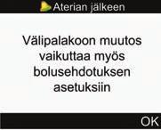 3 Aloittaminen Vs raja-arvo: Valitse vs raja arvo syöttökenttä ja paina. Aseta arvo ja paina. Muistutusviive: Valitse Muistutussyöttökenttä ja paina. Aseta aika ja paina. Jatkaminen: Valitse Seuraava.