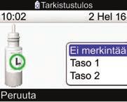 tasoksi tulee Ei merkintää. Valitse tarkistusliuoksen taso ja paina.