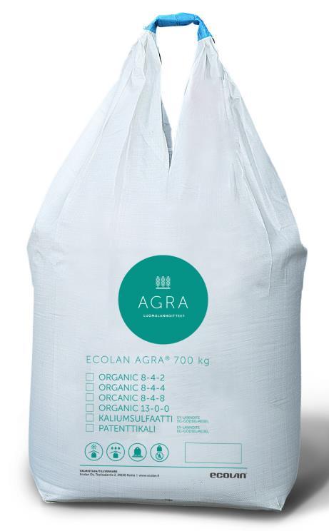 ECOLAN AGRA lannoitteet kaudella 2018-2019 Orgaaniset moniravinteiset pelletöidyt lihaluujauholannoitteet Ecolan Agra ORGANIC 8-4-2 Ecolan Agra ORGANIC 8-4-4 Ecolan Agra ORGANIC 8-4-8 Orgaaninen