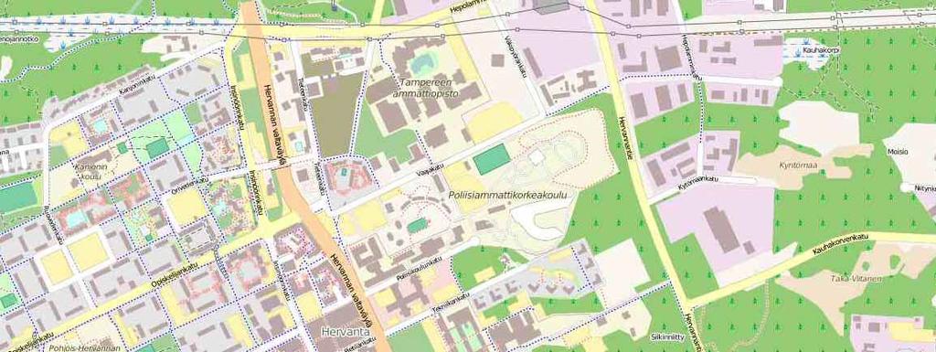 URBAN FABRICS KAUPUNKIKUDOKSET Kaupunginosa 500 m Tunnistaminen JOUKKOLIIKENNEKAUPUNKI Hervanta Tampere Kaupunginosan rakenne 300 m 500