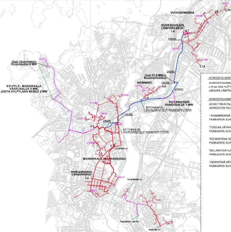 Bilämpökeskus- ja siirtjhtprjekti KL-SIIRTOJOHTO Virasja BLK Vuksenniska DN250: 1,84 km