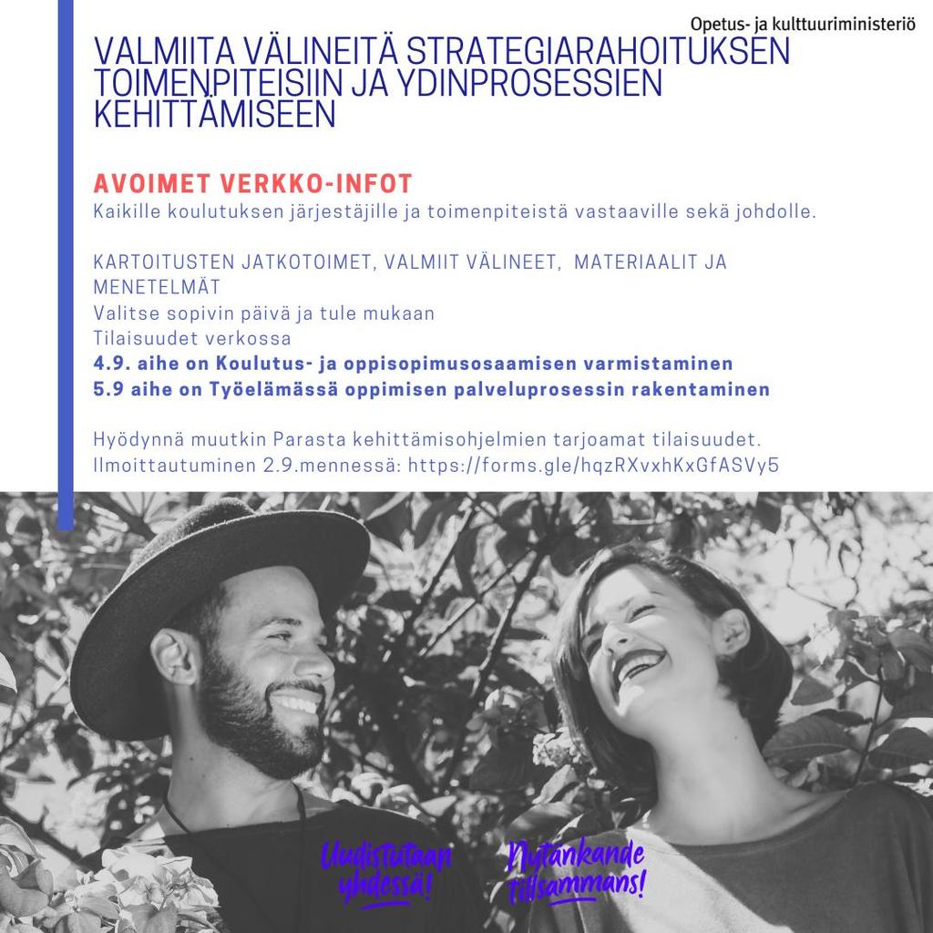 Avoimet verkkoinfot TERVETULOA MUKAAN ALOITAMME klo 9.00 4.9. klo 9-10.