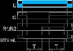 The output R closes for the duration of the timing period T then reverts to its initial state.