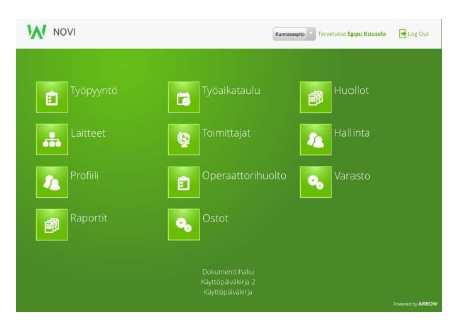 63 KUVA 38. Arrow novi peruskäyttöliittymä.