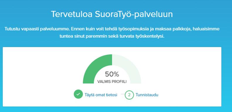 7. Kun olet kirjautunut palveluun, Valitse aina jatkossa rooliksi Työntekijä. Huom. Ensimmäisellä kerralla kirjautuessasi palveluun sinun tulee vielä tunnistautua käyttäjäksi verkkopankkitunnuksilla.