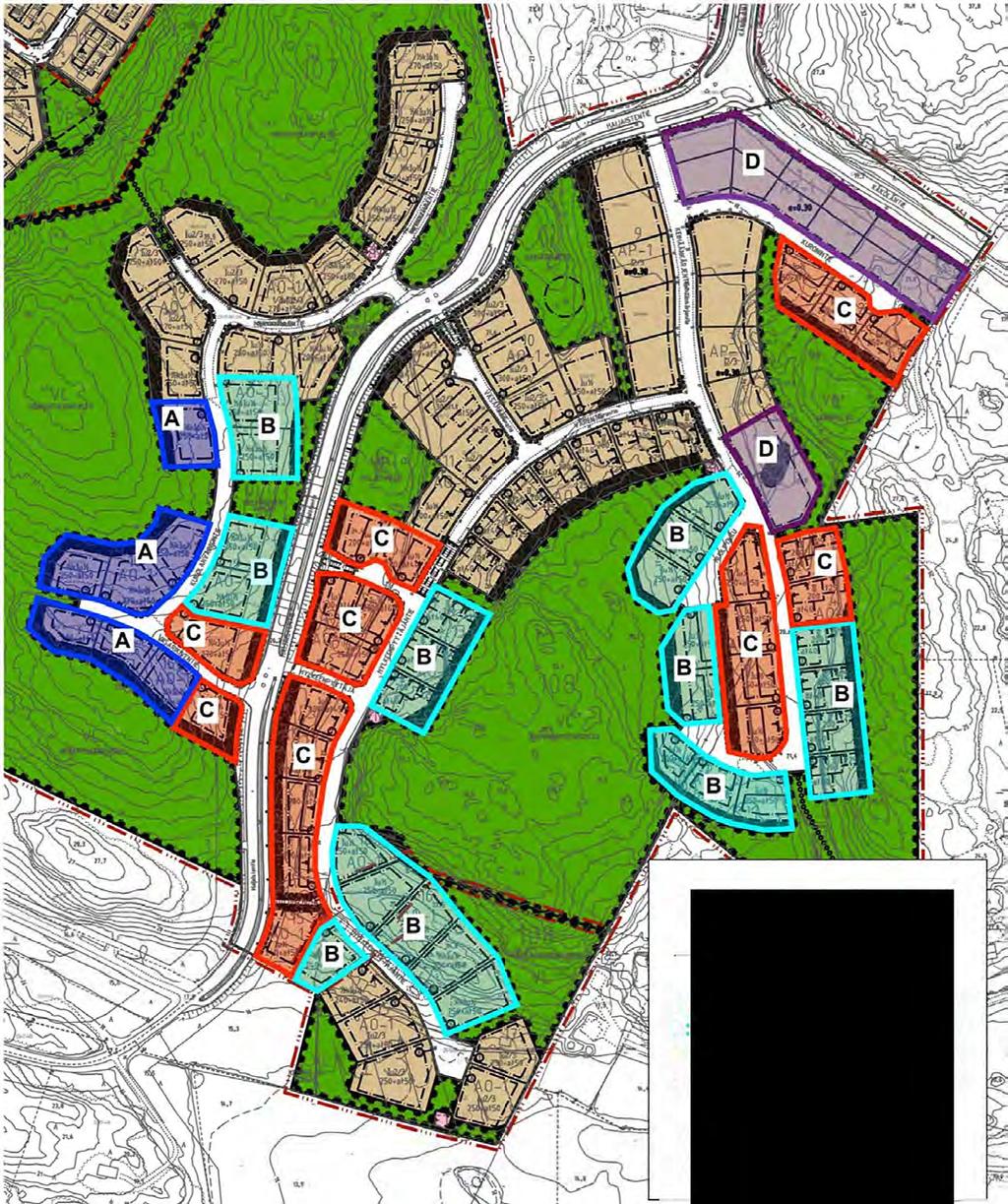 Kukolanvainio Hintavyöhykkeet: A: tonttien neliöhinta /m B tonttie