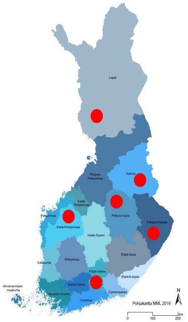 Yhden hengen ensihoitoyksiköiden sijoittuminen