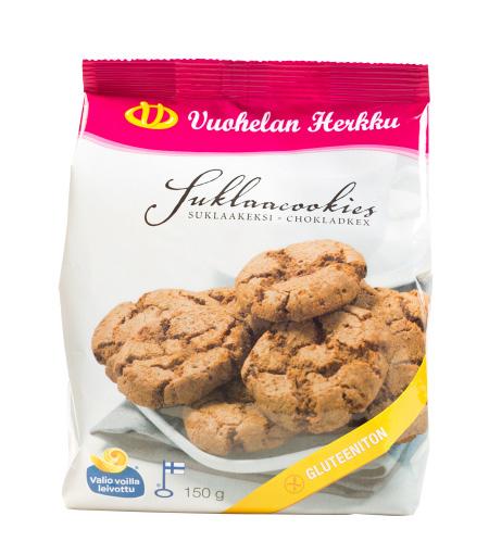 .. 0,9 g Kokonaissäilyvyysaika 6 kk Tuotenro 11030 ME Suklaacookies Reilu koko. 12 % tummaa suklaata ja 12 % maitosuklaata.