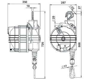 RST-vaijeri 2500 mm, lattialta lukittava, alumiinirunko 650218 Tecna 9402B 20 30 kg 650224D Tecna 9422B 100 200 kg 650225 Tecna 9423B 120 140 kg RST-vaijeri