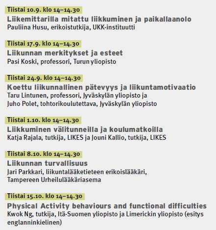 Esitysdiat ja tallennelinkit löytyvät kunkin