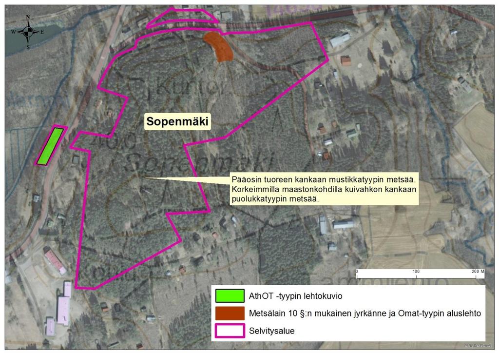 4.1.4 Sopenmäki Sopenmäen alue koostuu metsäalueesta, alueelle sijoittuu valaistu kuntorata (Kuva 14).