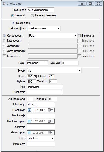 27 sijainninmäärityksen mukaisesta paikasta.