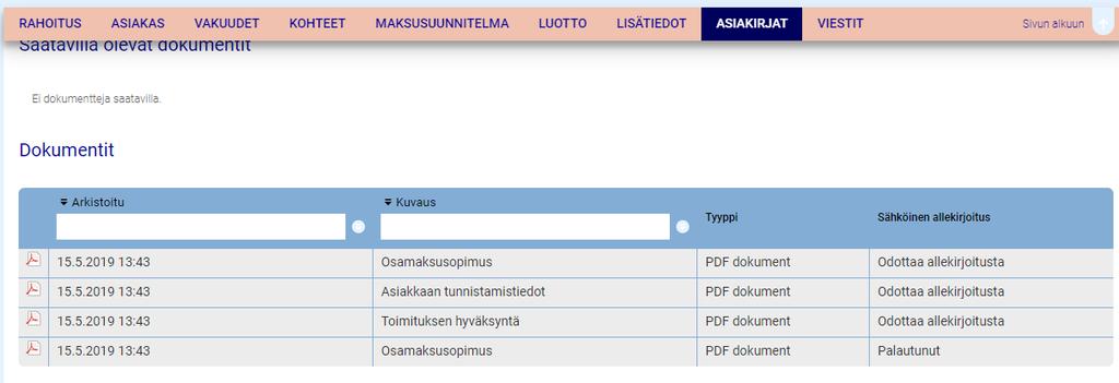 Sopimus voidaan rahoittaa, kun kaikki asiakirjat on allekirjoitettu ja olemme lisäksi vastaanottaneet tarvittavat sopimusliitteet.