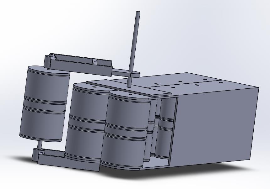 19 Taivutuskoneesta mallinnettu SolidWorks 3D malli kuvassa 14 Taivutuskoneen kokonaisuutta on SolidWorksin avulla on helpompi tarkastella.