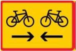 Myös merkkien yhdistetty pyörätie ja jalkakäytävä (D6) sekä pyörätie ja jalkakäytävä