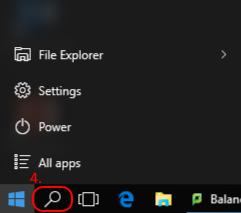 5. Kirjoita ohjelman nimi tai osa sen nimestä "Search Windows"