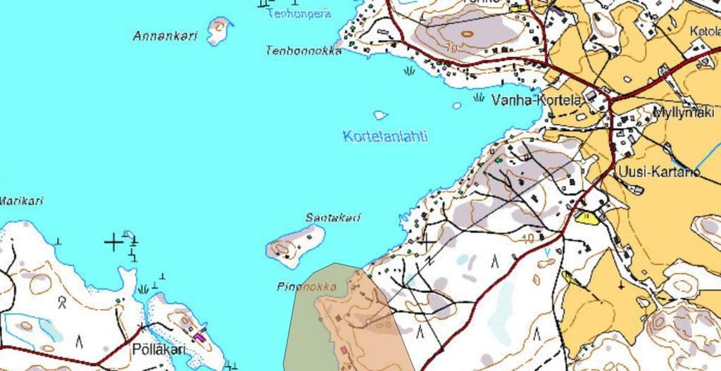 Kortelan arvoalueet Maakunnallisesti merkittävä Kortelan huvila-alue.