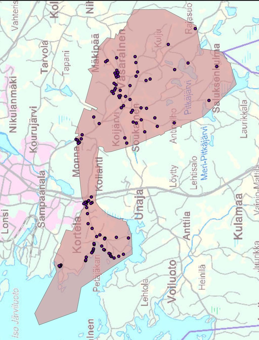 1 Kortelan, Monnan, Vasaraisten ja Soukaisten