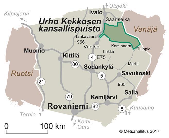 3 URHO KEKKOSEN KANSALLISPUISTON KÄVIJÄTUTKIMUS 2017 Urho Kekkosen kansallispuiston kävijätutkimus toteutettiin kahdessa osassa vuoden 2017 aikana. Talviaikainen aineistonkeruu suoritettiin 20.2.2017 30.