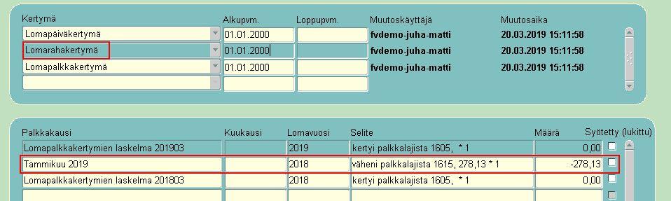 Kun syötetään tapahtumia Palkanlaskentaan, vähentää