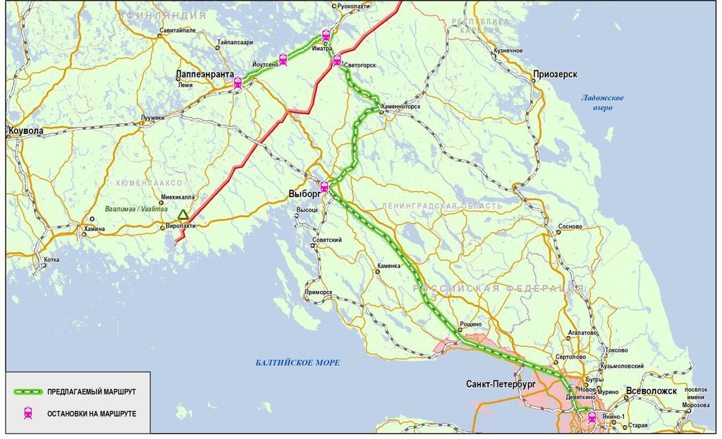 Travel distance - 240 km New route for passenger trains in the direction of St.