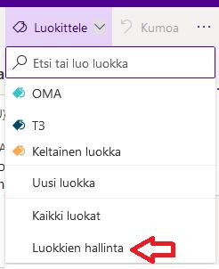 (c) Mikä merkitys on viereisen kuvan viestissä olevalla nastasymbolilla? Miten sen saa käyttöön? Vihje 5 (d) Tee itsellesi uusi luokka MUISTA ja merkitse jokin viesti ko. luokalla kuten kuvassa.