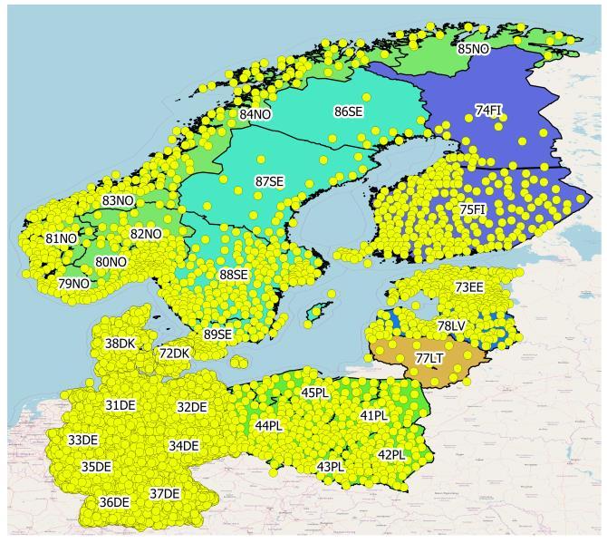 Power Plant Locations Used for Aggregating the Weather Data