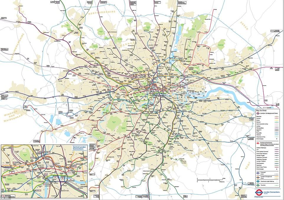 A B C D E F Toinen Lontoon malli (metrolinjojen todelliset sijainnit) Chesham Amersham Special fares apply Cheshunt 9 8 7 8 7 6 5 8 Watford Junction 7 Uxbridge 5 Heathrow Terminals 2 & 3 Heathrow