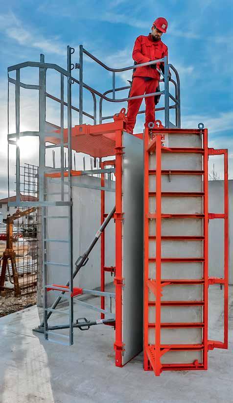 Turvallinen Betonointitaso tikkailla ja kaiteilla Betonointitaso soveltuu pilarikokoihin 20 x 20 cm:stä 60 x 60 cm:iin asti. Kevyen painonsa ansiosta se voidaan asentaa käsin.