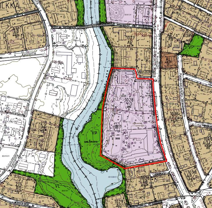 LAPUAN KAUPUNKI 10. SIIRILÄN KAUPUNGINOSAN ASEMAKAAVAN MUUTOS SEURAKUNTAOPISTON LAPUAN 3 Kuva 2. Ote asemakaavayhdistelmästä ja suunnittelualueen rajaus 3.
