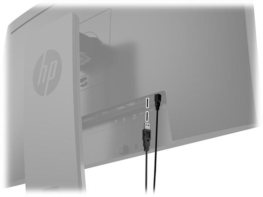 USB-laitteiden liittäminen USB-liitäntöjä käytetään erilaisten laitteiden, kuten digitaalikameran, USB-näppäimistön tai USB-hiiren kytkemiseen. Näytössä on neljä laitteeseen tulevaa USB-porttia.