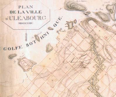 Oulun keskustan asemakaava vuodelta 1824 (J.A. Ehrenström, C.L.