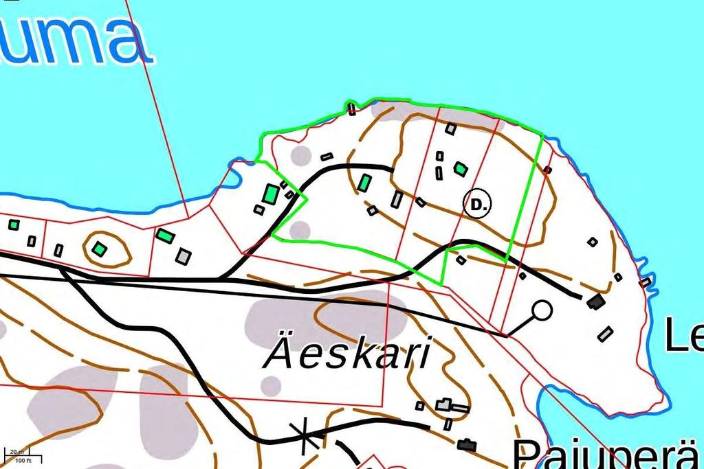 12 (16) Osa-alue D. Äeskari Kartta 5 Majamaanholmin itäkärjessä on pieni noin 2,4 hehtaarin kokoinen osa-alue, joka on suurilta osin rakennettu.