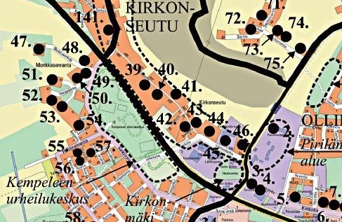 Kempeleen asemakaavan muutos 14 Kortteli 8093 tontti 6 Ote rakennuskantainventoinnin kohteet kartasta Lakeuden äärellä, kaupungin naapurina, Kempeleen kulttuuriympäristöohjelmassa.