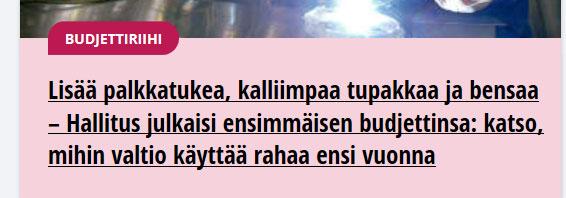 Budjettiriihessä linjattu finanssipolitiikka V. 2020 valtion budjettiesityksen loppusumma on 57,6 mrd. euroa Valtion tulot 55,6 mrd. euroa, joten esitys on 2,0 mrd.