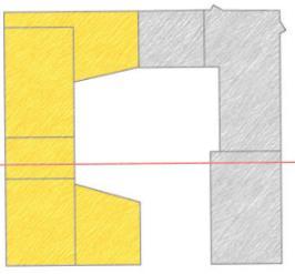 Laajuus: 2000 k-m² Kerrosluku: 7 Vaihtoehto II: Uudisrakentamista tontin pohjoisosassa ja liikesiiven