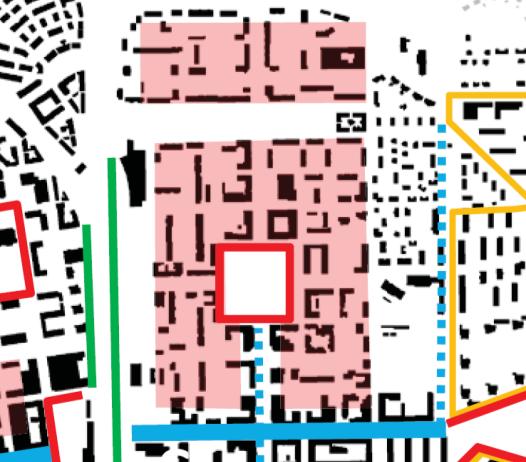 21 Ullakkorakentamisselvityksen kaupunkikuvakartta Tammelasta. Kuva: Ullakkorakentamisselvitys Tampereen keskusta-alueella Vaaleanpunainen alue = kattorakentamisen kehitysalue.