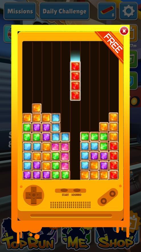 11 KUVA 1. Kuvallinen välimainos Subway Surfers pelissä Banner-mainosten (banner) tuottavuus (ecpm) on heikoin. Banner-mainosten vahvuus tulee niiden joustavan koon puolesta.