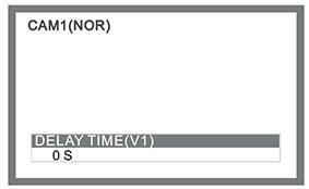 Paina MENU (3) ja säädä nuolinäppäimillä (2) viiveaika (DELAY TIME) 0-30 sekunnin välillä. (V1/V2). 2. Valitse monitorin kuvasuhde (ZOOM) 3.