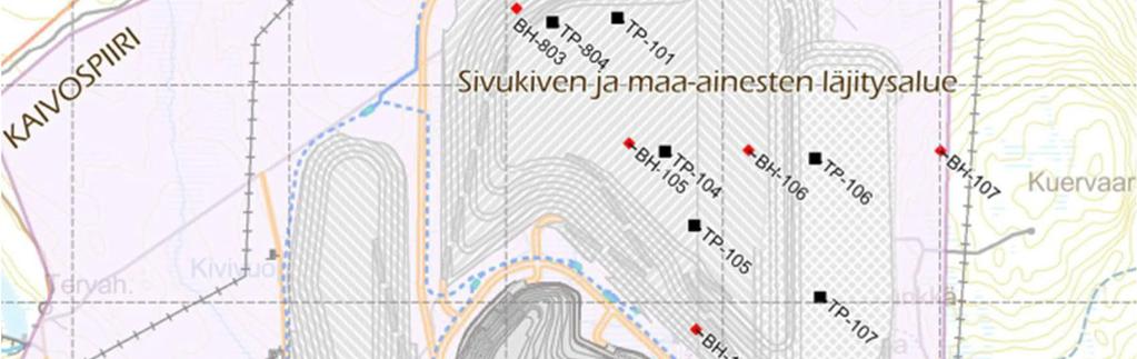 Helsingin yliopiston maanäytteet, nykyisen kaivospiirin osalta.
