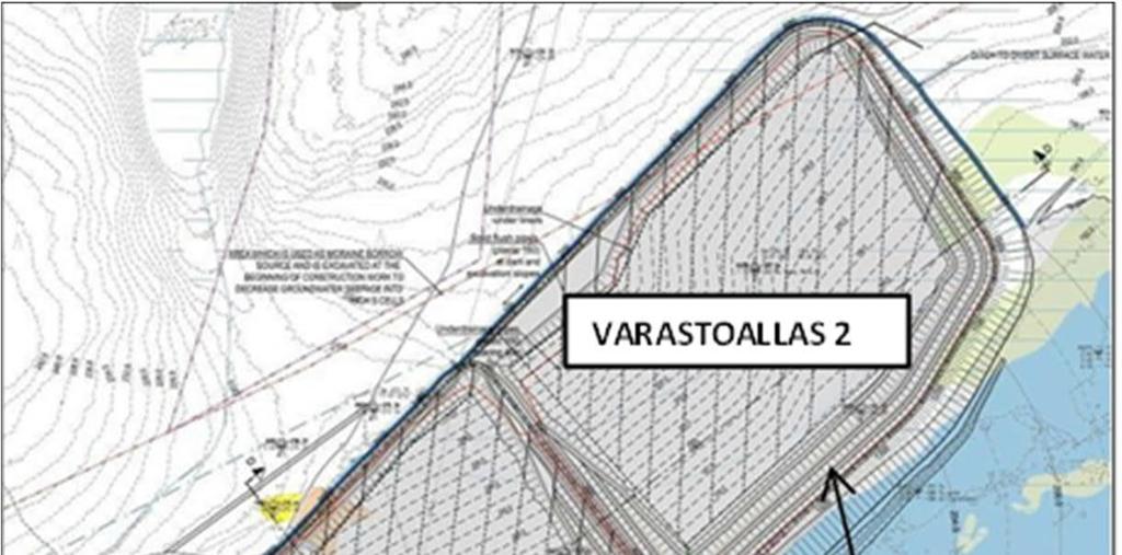 - Matalarikkisen LIMS-rikastushiekka-alueen eteläinen pato - Korkearikkisen rikastushiekka-alueen altaat ja padot 71 (97) Lisäksi rakennetaan uusi selkeytysallas ja selkeytysaltaan pato ja korotetaan