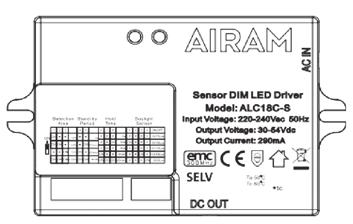 LUMI II RADAR 10100 4297218 / 4297219 SPECIFICATI FOR SENSOR DIM LED DRIVER ALC18C-S On/Off / 3-step dimming function. Integration of microwave motion sensor and daylight sensor.