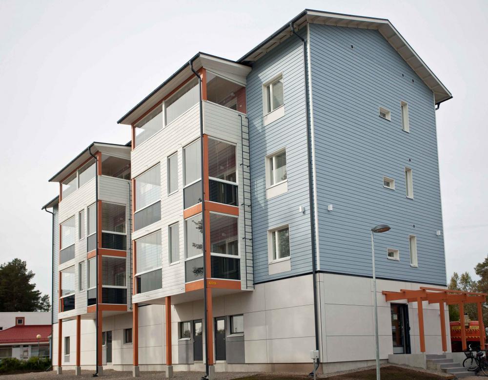 IIN KIRJALAN PUUKERROSTALO Hankkeen nimi: Asunto Oy Iin Kirjala Kaupunki / kunta: Ii Alueen käyttötarkoitus: Asuinkerrostalo Alueen / tontin koko: 2 287 m² Kerrosala-neliömetrit: 1 200 k-m² Asuntojen