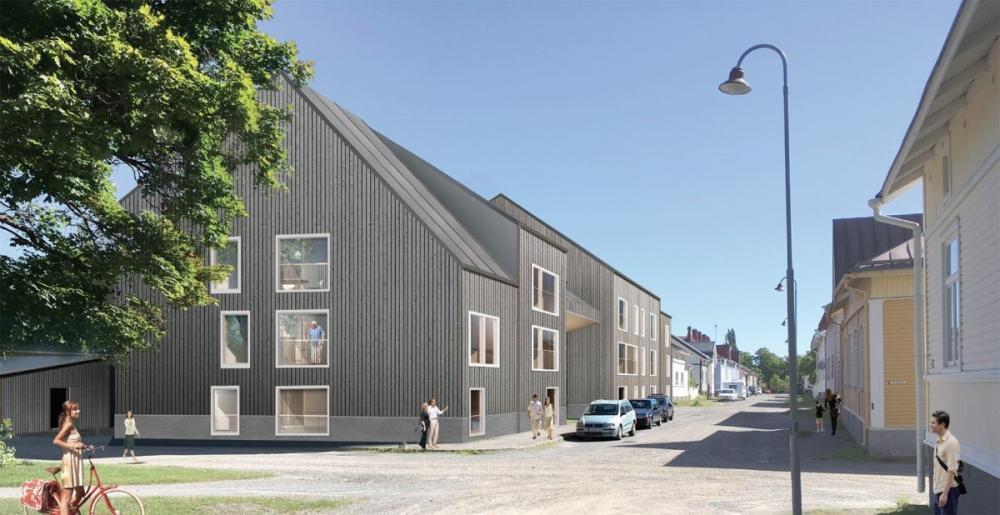 PORIN TUOMARINKULMAN PUUKERROSTALO Sijainti: Pori, Kuukkari Alueen käyttötarkoitus: Senioreille suunnattu asuinkerrostalo Alueen / tontin koko: 1 126 m² Kerrosalaneliömetrit: 1 460 k-m² Asuntojen
