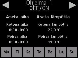 4. Paina Aseta aika määrittääksesi lämpötilajakson kellonajat. 5.