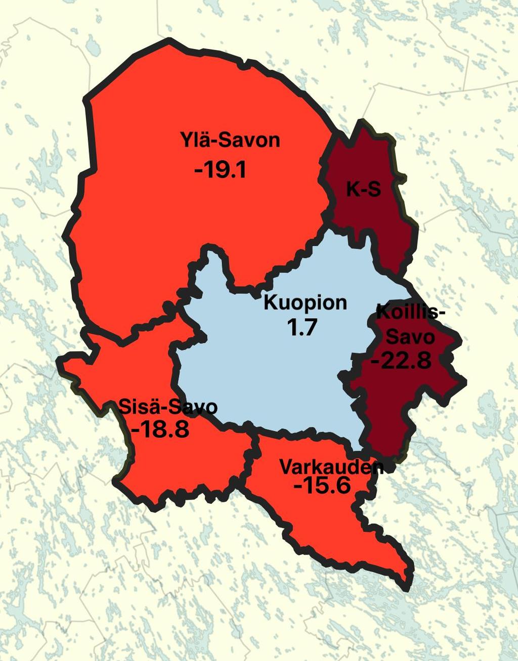 Yhteenveto Pohjois-Savon tulevasta väestönkehityksestä Pohjois-Savon väkiluku tulee laskemaan kohtuullisen voimakkaasti vuosien 2017-2040 aikana.